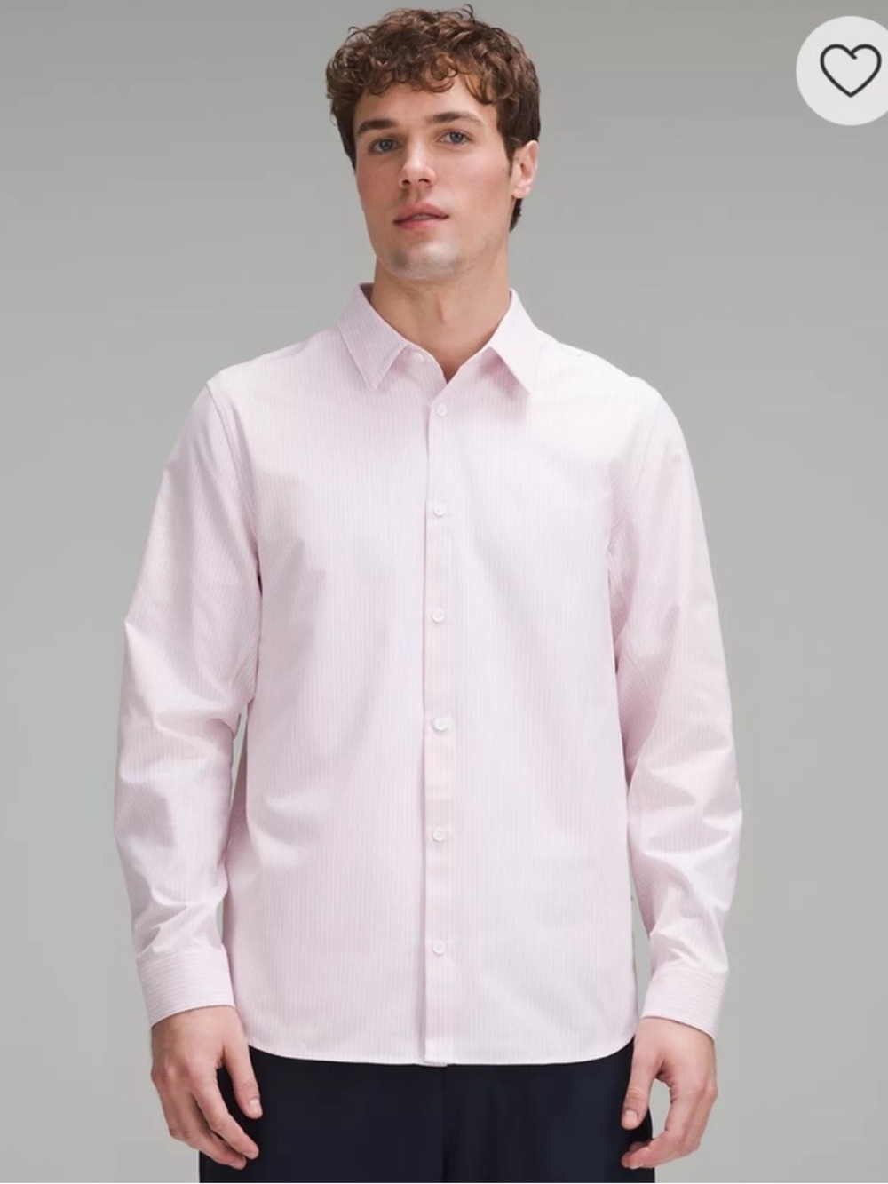 Lululemon New Venture Classic-Fit Long-Sleeve Shirt Pink Striped Button Down